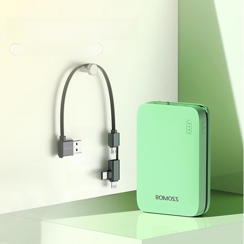Romoss Power Bank 10000 MA with Cable Three-in-One Ultra-Thin Compact Portable Power Source for Huawei