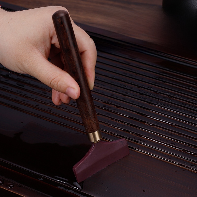 Silicone Tea Tray Wiper Brush Tea Table Wiper Tea Brush Tea Scraper Tea Utensils Tea Ceremony Water Sweeping Brush Absorbent Solid Wood