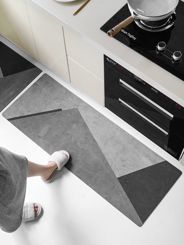 Ykmore New Arrival 2025 Minimalist Kitchen Floor Mat Non-Slip and Oilproof Erasable Disposable Carpet Door Waterproof Foot Mat