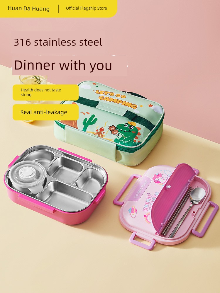 Cooker King 316 Stainless Steel Insulated Lunch Box for Primary and Secondary School Students Special Grid Kids Bento Lunch Box Plate Office Worker