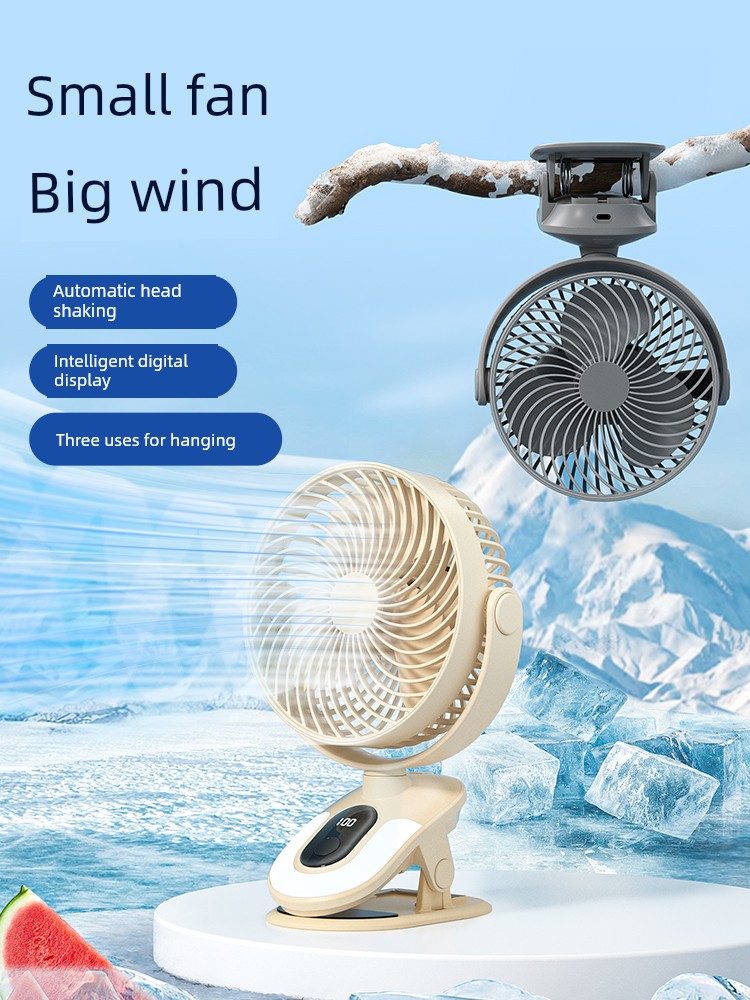 Hanging Little Fan Small Summer Dormitory Portable Mini Ultra-Long Life Battery Office Super Powerful Electric Fan Rechargeable USB Clip-on Household Electric Fan Desktop Mute Bed Refrigeration New Arrival