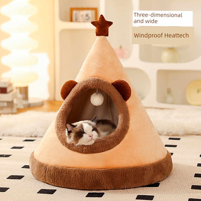 Cat Nest Winter Heattech Enclosed Christmas Tent Cat House All Year Round Neutral Cat House Cat Mat Kennel Pet Supplies