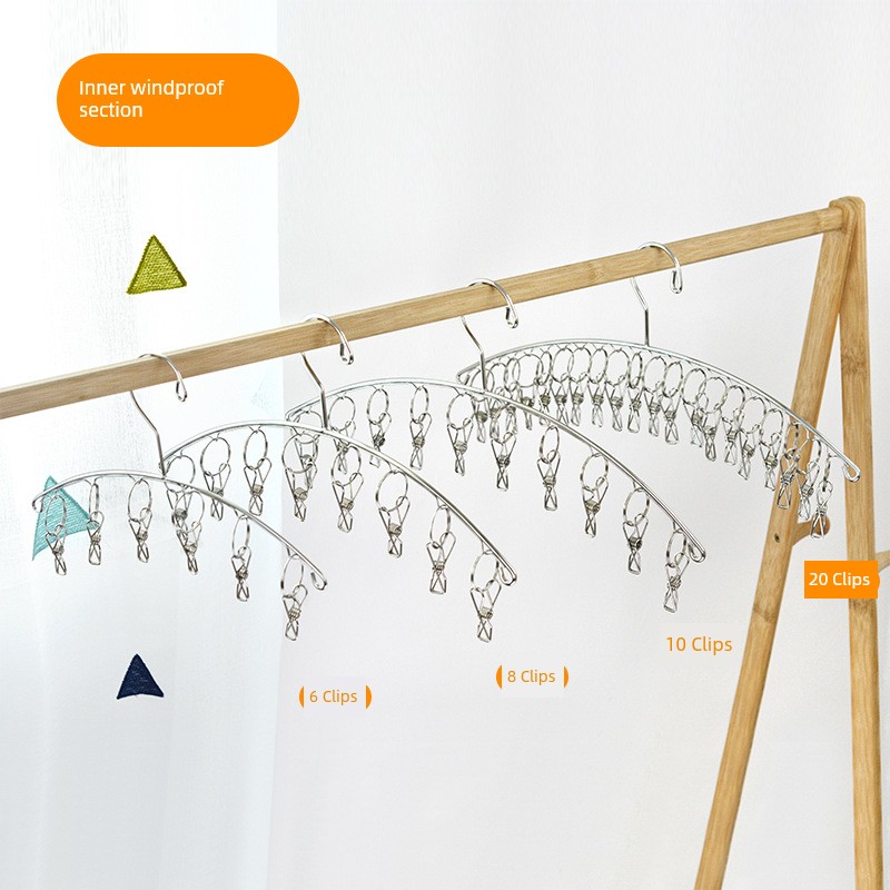 Household Hangers Hanger Clothes Clip Socks Intimates Underwear Socks Rack Stainless Steel Arc Hanger Socks Hanger Socks Rack Drying Rack