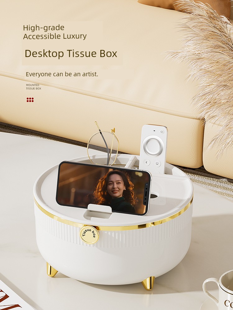 Tissue Box Drawer Paper Box For Home Living Room Coffee Table Accessible Luxury High-End Multi-Functional Creative Remote Control Storage Ins Style
