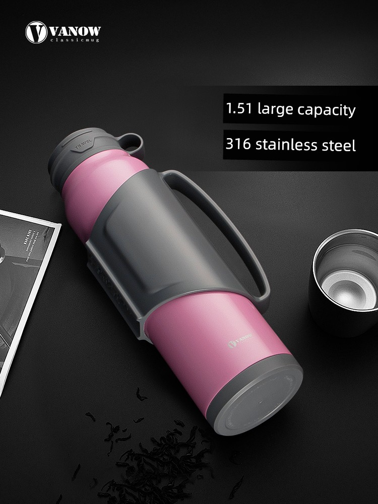 Vanow Outdoor Thermos 316 Stainless Steel For Home Thermo Car Travel Pot Large Capacity Thermos Cup 1.5L