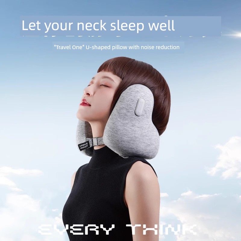 Everythink Noise Reduction Pillow Cervical Support Plane Travel Pillow Student Afternoon Sleeping Pillow Travel Portable U-Shape Pillow