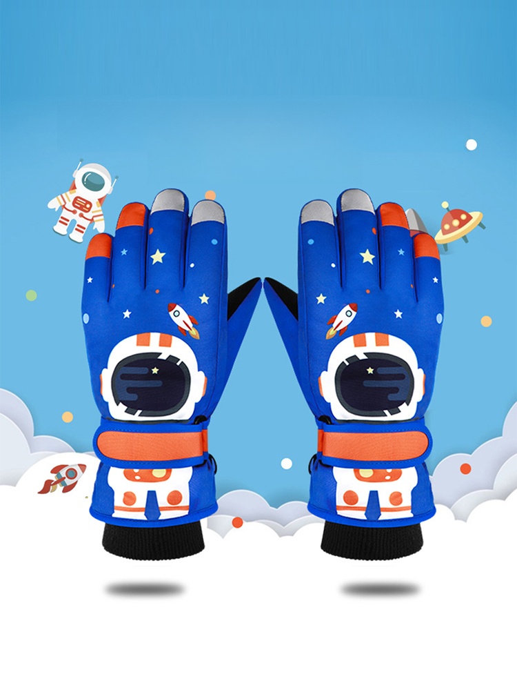 Ski Home Kids Gloves Boys and Girls Autumn and Winter K-style Thickened Heattech Waterproof Cute Student Cycling Skiing