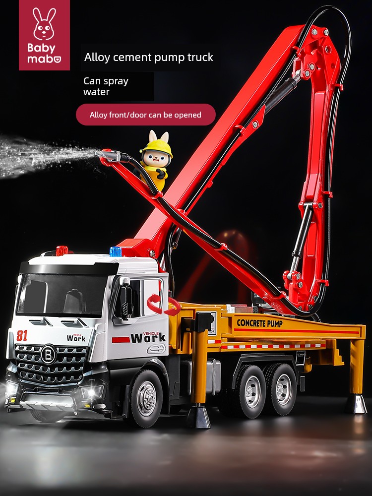 Large Alloy Cement Pump Truck Toy Concrete Conveyor Mixer Truck Machine Watering Engineering Vehicle Kids Boy 3 Years Old 2