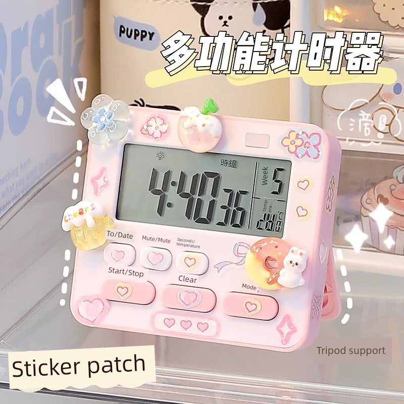 Multifunctional Timer for Elementary School Students Learning Self-Discipline Handy Gadget Kitchen Digital Reminder Timer Flash