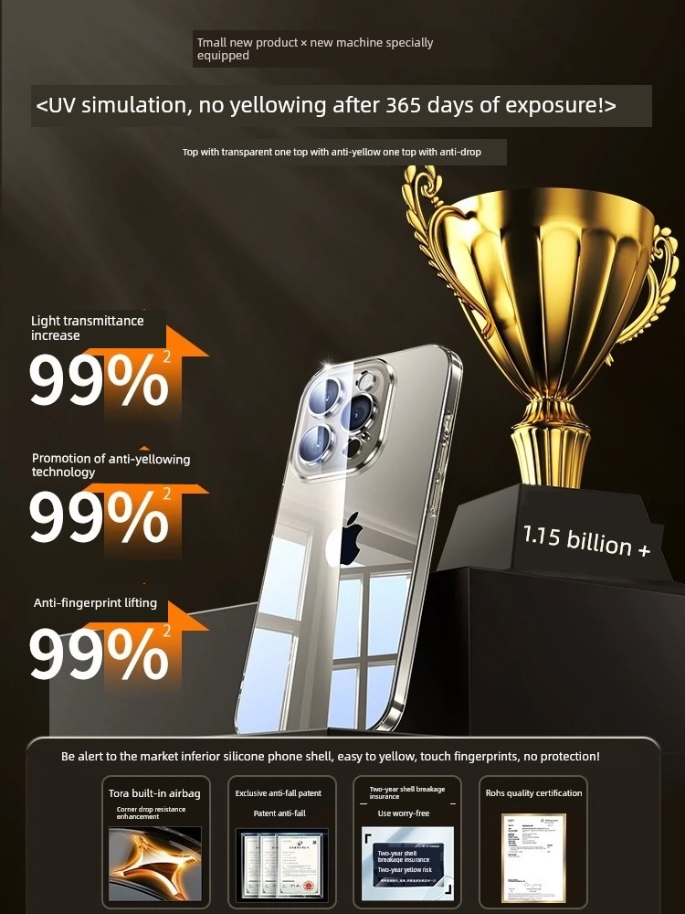 [Import Ice Crystal] Suitable for Apple 15 Phone Case Iphone15promax New Arrival 14 Drop-Resistant 13 Ultra-Thin Transparent All-Inclusive plus Fancy Male 2024 Protective Case Silicone Soft Female