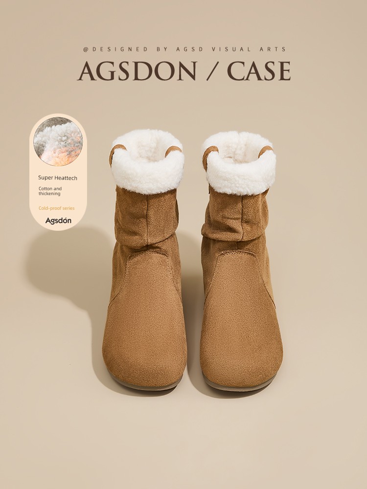 Snow Boots for Women 2024 New Arrival Winter Fleece-lined Thickened Pile Style Boken Ankle Boots Insulated Cotton-Padded Shoes Mid-Calf Martin Boots