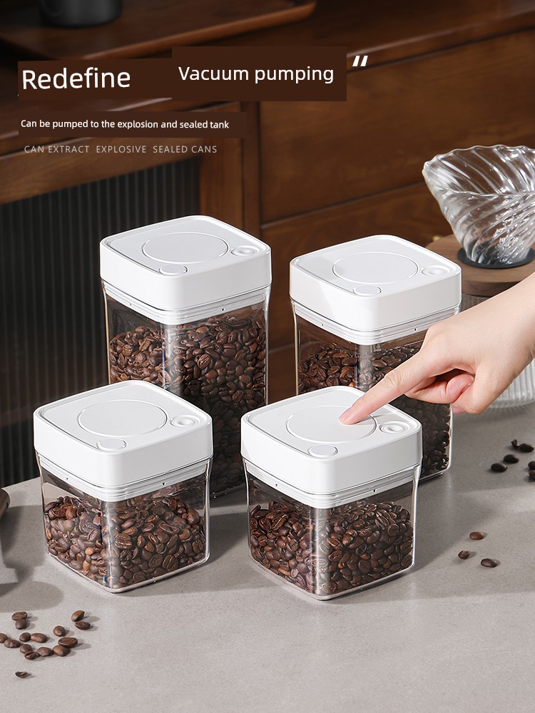 Lissa Coffee Beans Storage Jar Ground Coffee Sealed Cans Food Grade Pressing Exhaust Moisture-Proof Tea Cans Storage Tank