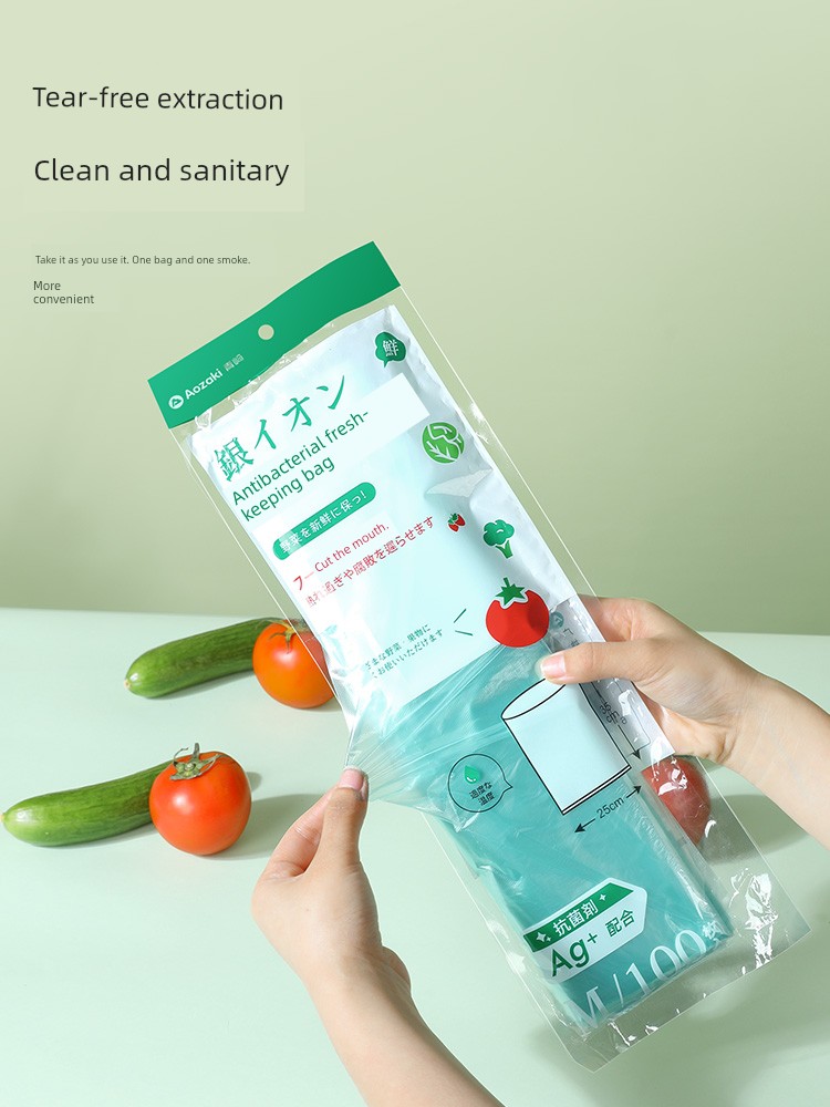 Qingqi Fresh-Keeping Bag Food Grade Household Refrigerator Special Disposable Plain Top Large Kitchen Packing Sealed Food Bag