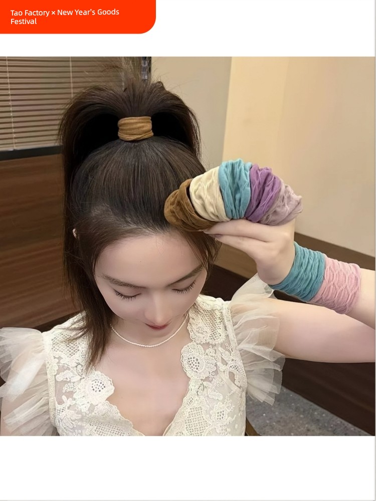 Summer New Arrival Super Wide Seamless Mask Skin Height Ponytail Hair Ring Women's 2024 New Arrival Hair Band Hair Friendly String