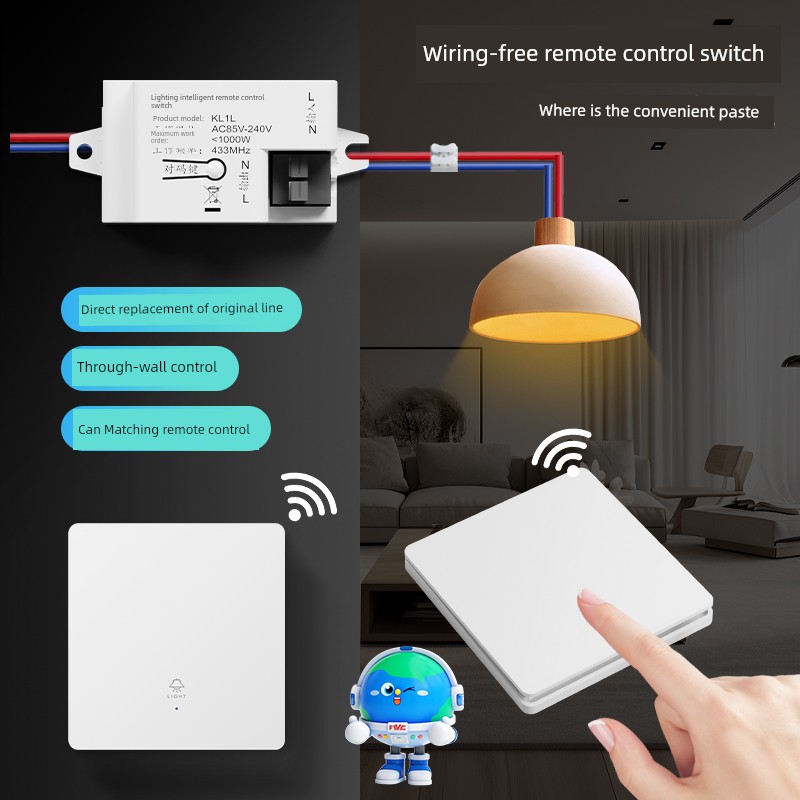 Wireless Remote Switch Controller 220V Panel Wiring Free Dual Control For Home Notepaper Lighting Remote Intelligence