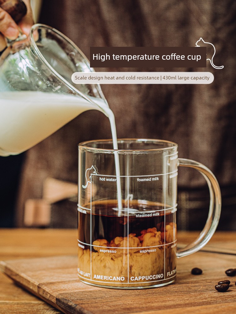 Tree Glass Cat Graduated Glass Borosilicate Water Cup High Temperature Resistant Cup with Handle Female Milk Cup Large Coffee Cup