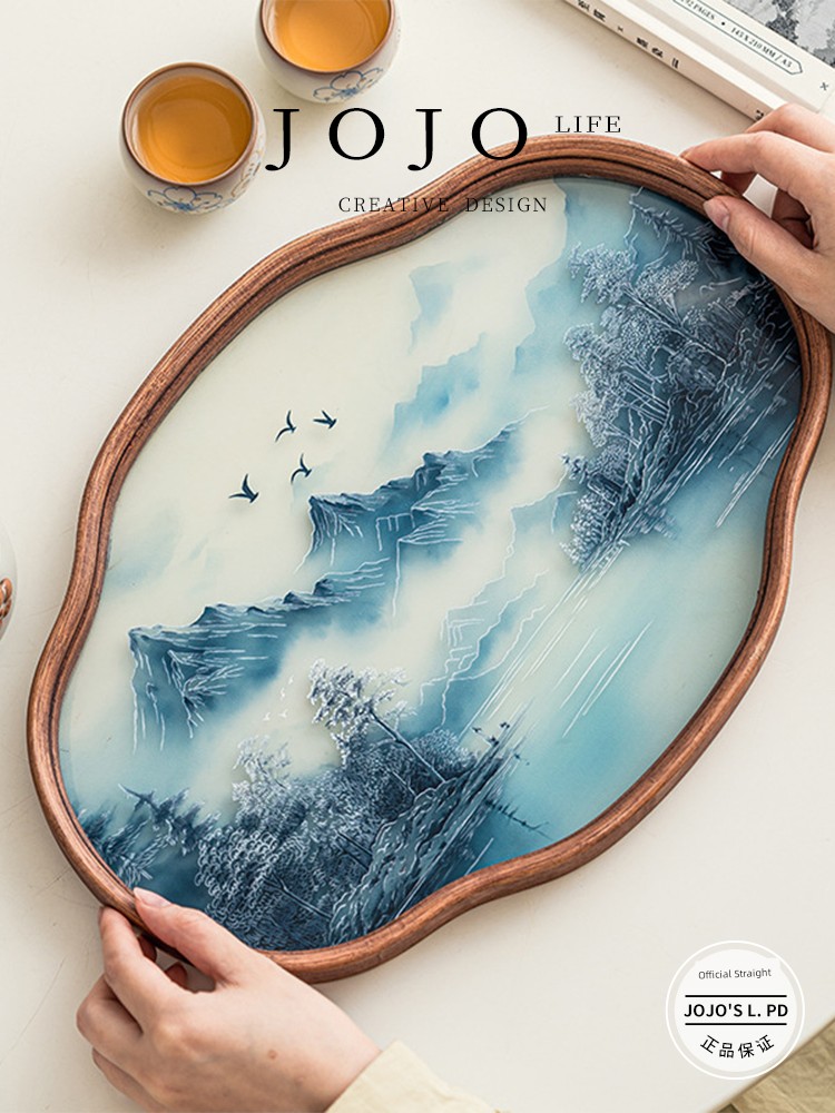 Jojo's L. Pd. Raise. Chinese Chinese Fad Glass Tea Tray Tray Bamboo Upscale Retro Tea Set | Meet