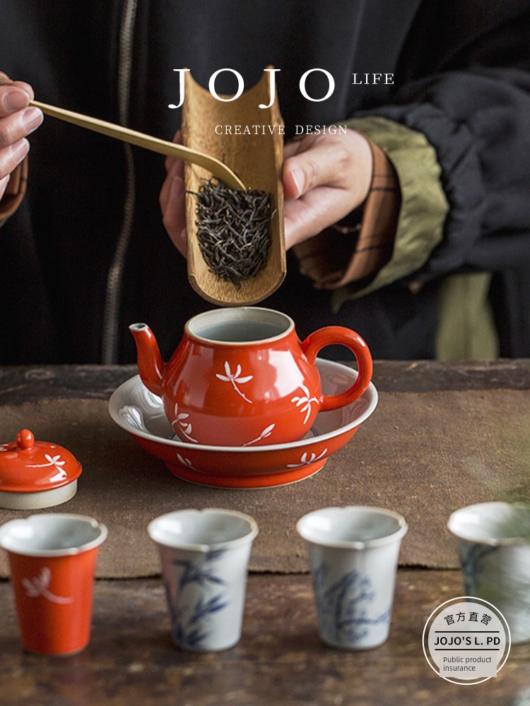 Jojo's L. Pd. First. Pitcher Hand-Painted Porcelain Kung Fu Tea Set Japanese Tea Ceremony Accessories | Send