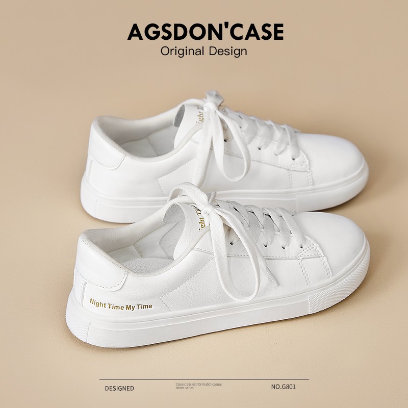 Thick Sole Women's Summer Spring & Fall Breathable Casual White Shoes