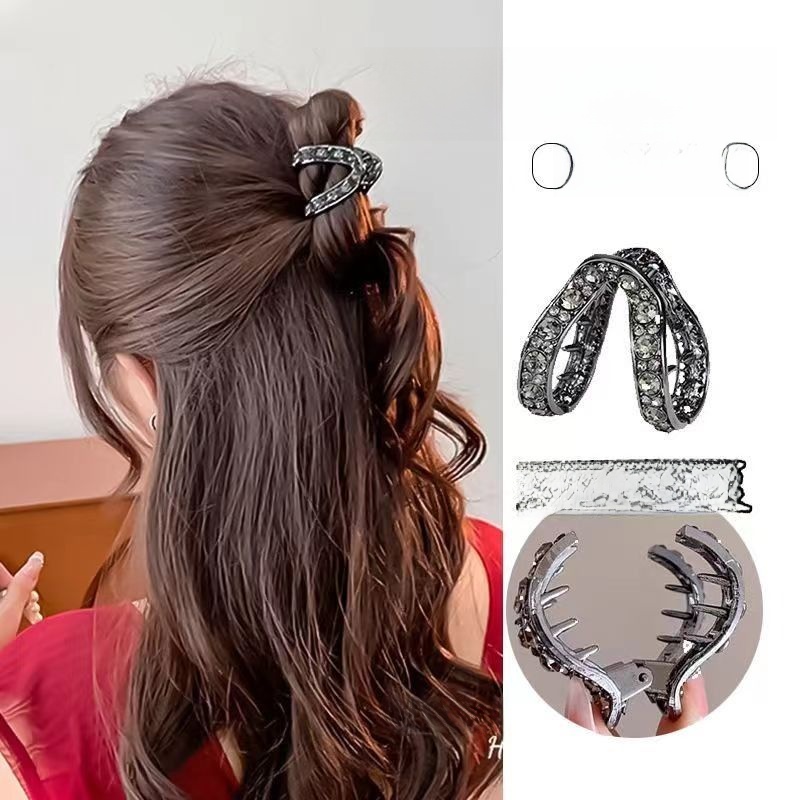 Fixed Gadget Fancy Rhinestone Hairpin Frosted Ponytail