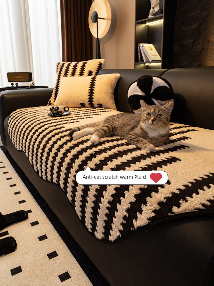 Straight Row Leather Sofa Cushion Autumn and Winter Stuffed 2025 New Arrival Fancy One Piece Non Slip Sofa Cushion Cover Cloth