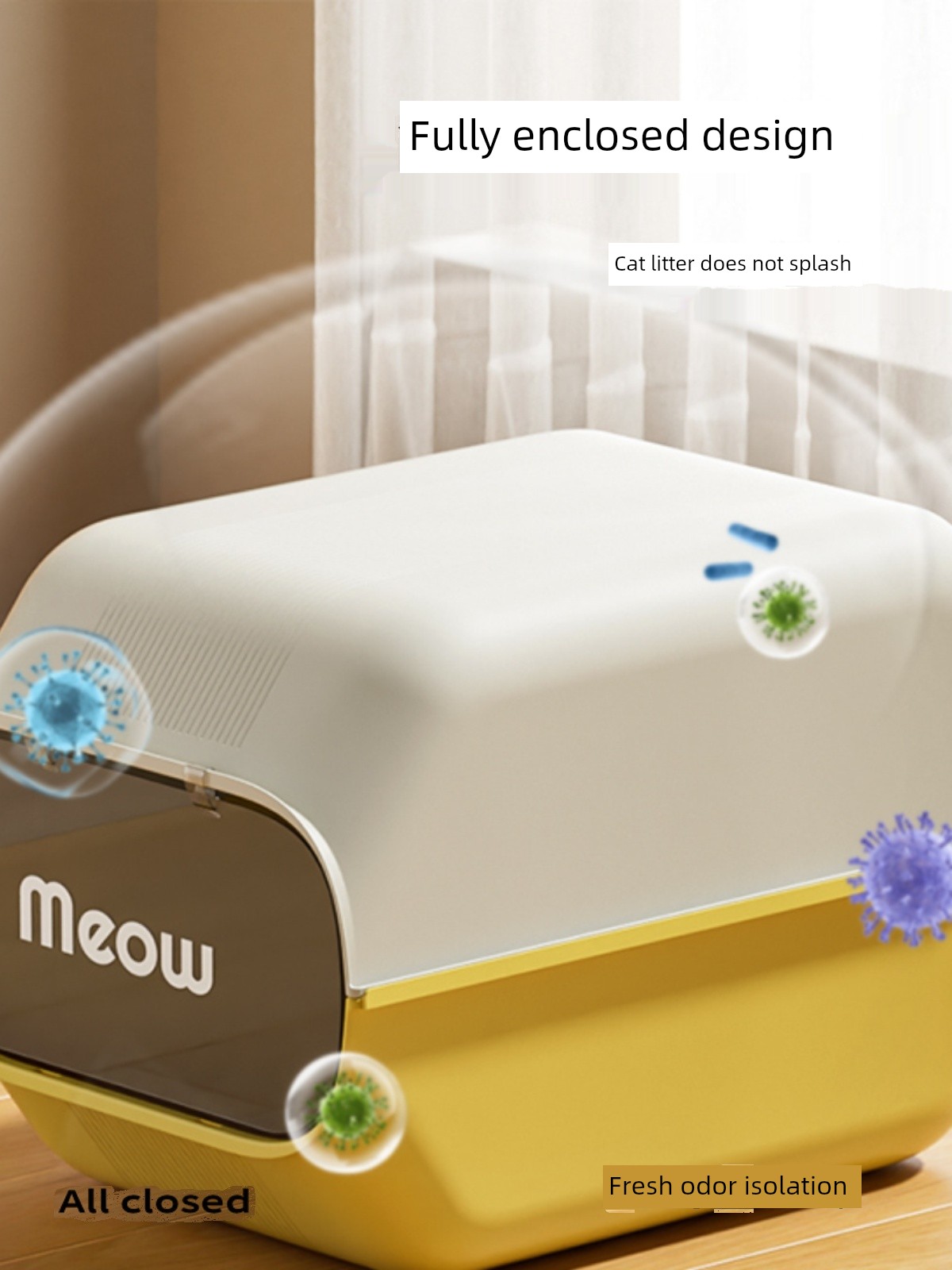 Fully Enclosed Deodorizing Filter Extra Large Litter Box