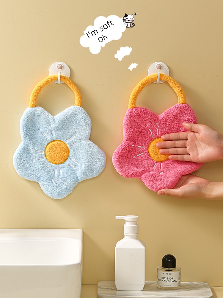 Hanging Cartoon Hand Towel Super Water-Absorbing and Quick-Drying plus Size Thickening Kitchen Bathroom Toilet Wiper Cloth