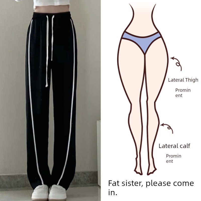 Extra Large Size Straight-leg Casual Pants for Women Spring & Fall Plus Size Ladies Stylish Loose Slimming and All-Matching Drape Wide Leg Track Pants
