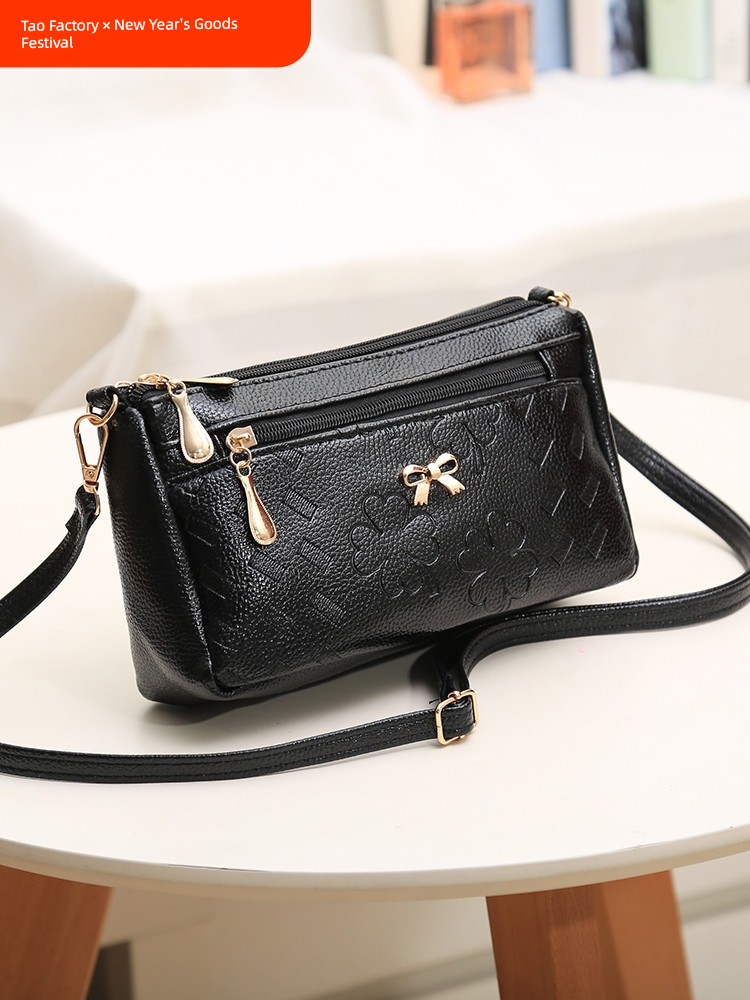 Middle-Aged Fashion All-Matching Soft Leather Cross-Body Bag