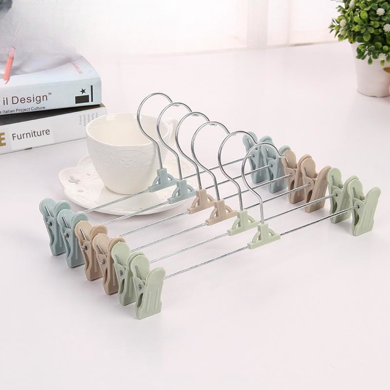 Colorful Stainless Steel Pants Rack Non-Slip Skirt Clip Axe Clip Retractable Adjustable Lightweight Seamless Clip Pants Hanging Socks Clip