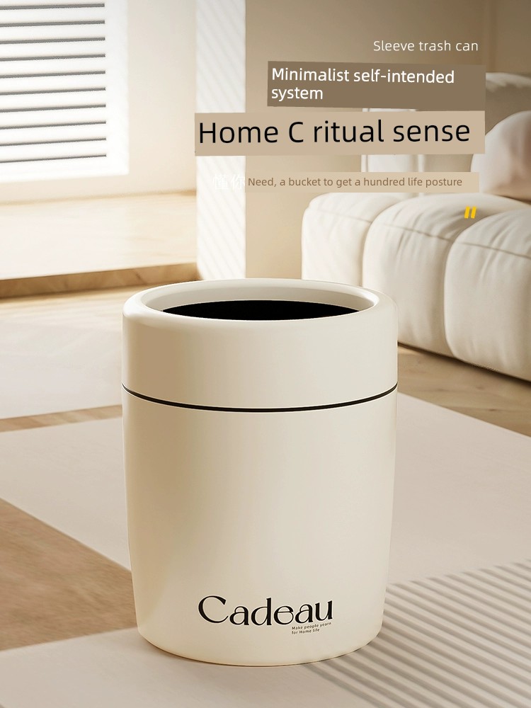 Living Room and Kitchen Dormitory Bedroom Accessible Luxury Clamping Ring Trash Can