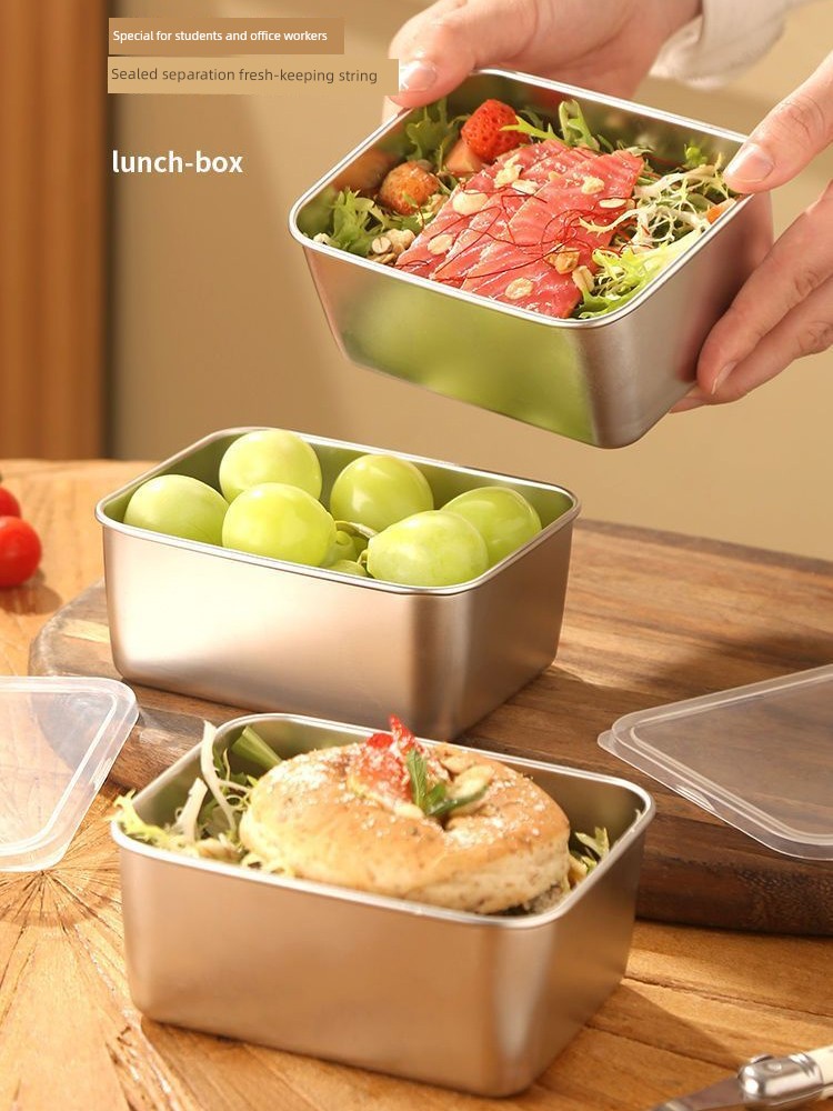 Crisper with Lid Refrigerator Dumpling Rectangular Stainless Steel