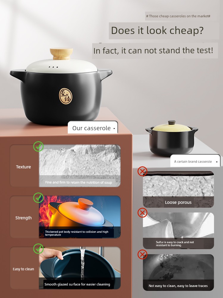 For Home Dry Burning Non-Cracking Gas Stove Ceramic Casserole