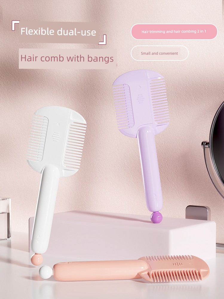 Long Handle Two-in-One Hair Comb Bangs Trimmer For Home Double-Sided Hair Comb Trimming Bangs Trimmer Bangs Removal