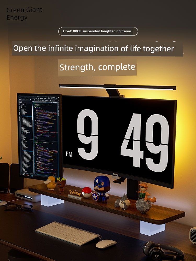 Llano Q18 Computer Monitor Holder RGB Elevated Rack Solid Wood Game Tables Storage Rack Desktop Computer Desk