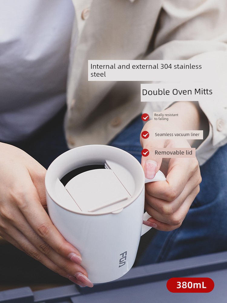 Fuguang Stainless Steel Mug Cup Insulated Mug with Lid and Spoon Water Cup Female Tea Cup Male Office Household Coffee Cup