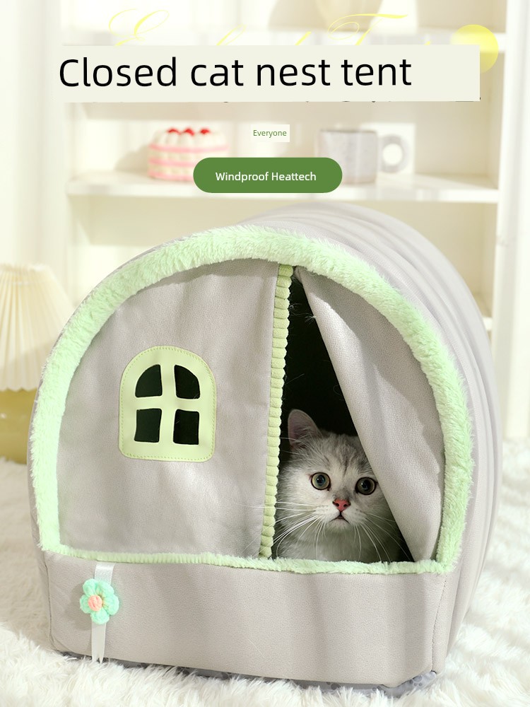 Cat Nest Winter Heattech Pet Bed Closed Kitten All Year Round Neutral House Sleep Shelter Cat Bed Cat Tents
