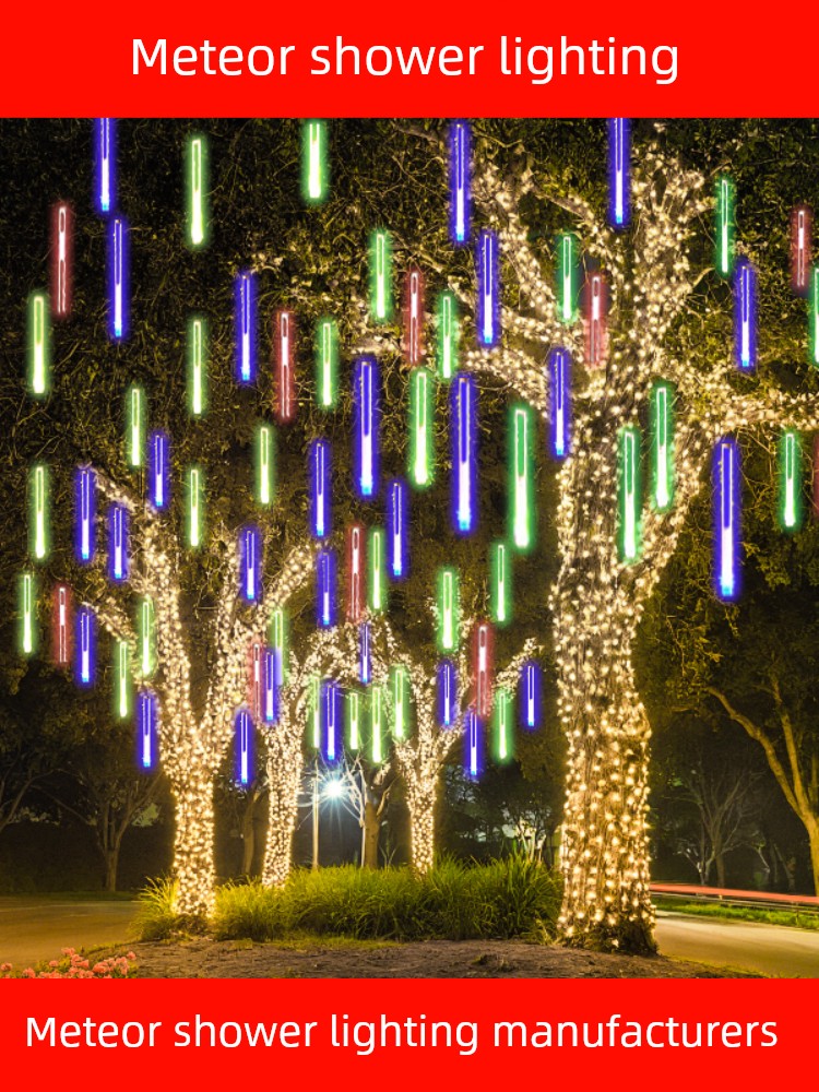 Meteor Shower Colorful Light Flashing Light String Light Starry Sky Outdoor Waterproof Solar Tree Light Brightening Decorative Waterfall Light