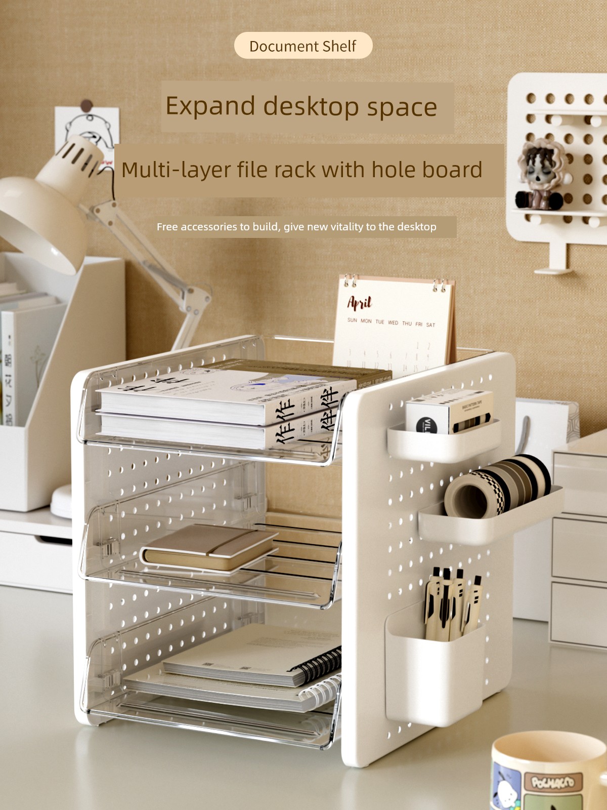 Desk Shelf Wire-Wrap Board Desktop Storage Box Desk Cosmetics Office Station Handy Gadget Storage Student Study Table Shelf Bookshelf Pen Holder Stationery Box Desktop Sundries Storage Rack