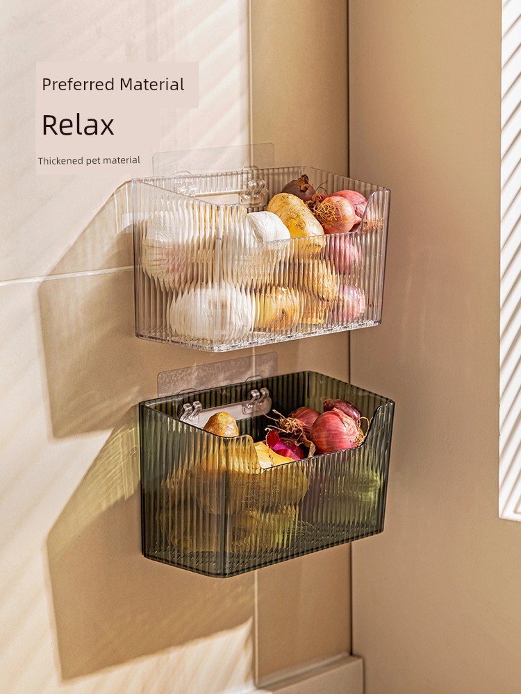 Modern Housewife Punch-Free Suction Cup Hanging Basket Onion, Ginger and Garlic