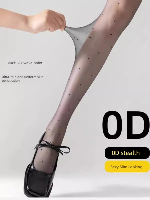 0D Polka Dot Black Silk Stockings Women's Fall and Winter Ultra-Thin High-Permeability Anti-Hook Mercerized Leg Handy Gadget Sexy Pantyhose Black Stockings
