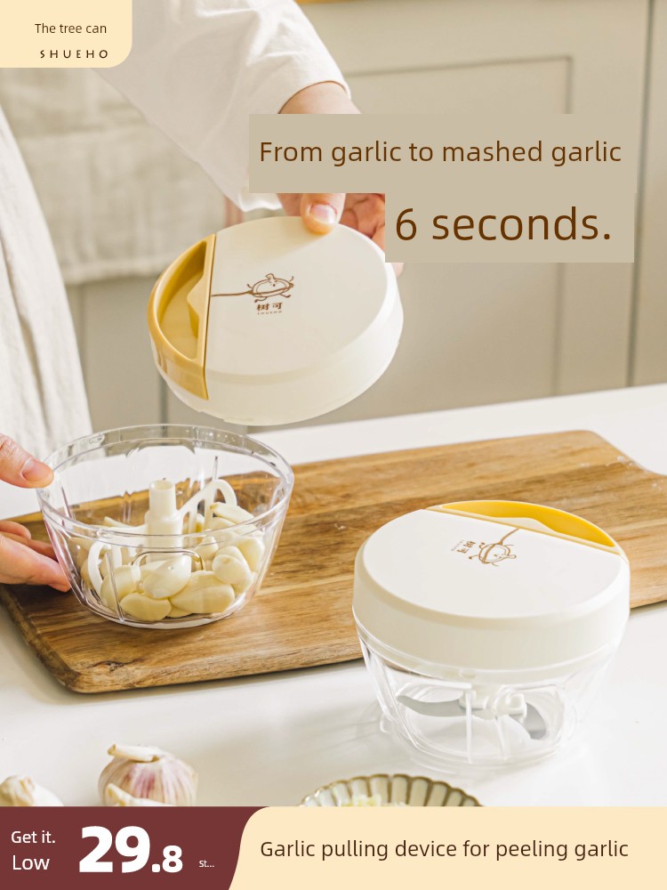 Tree Vitality Caicai Pull Garlic Masher Garlic Grinder Manual Garlic Crusher Peel Garlic Mashed Garlic Crushing and Twisting Minced Garlic Meat Grinder
