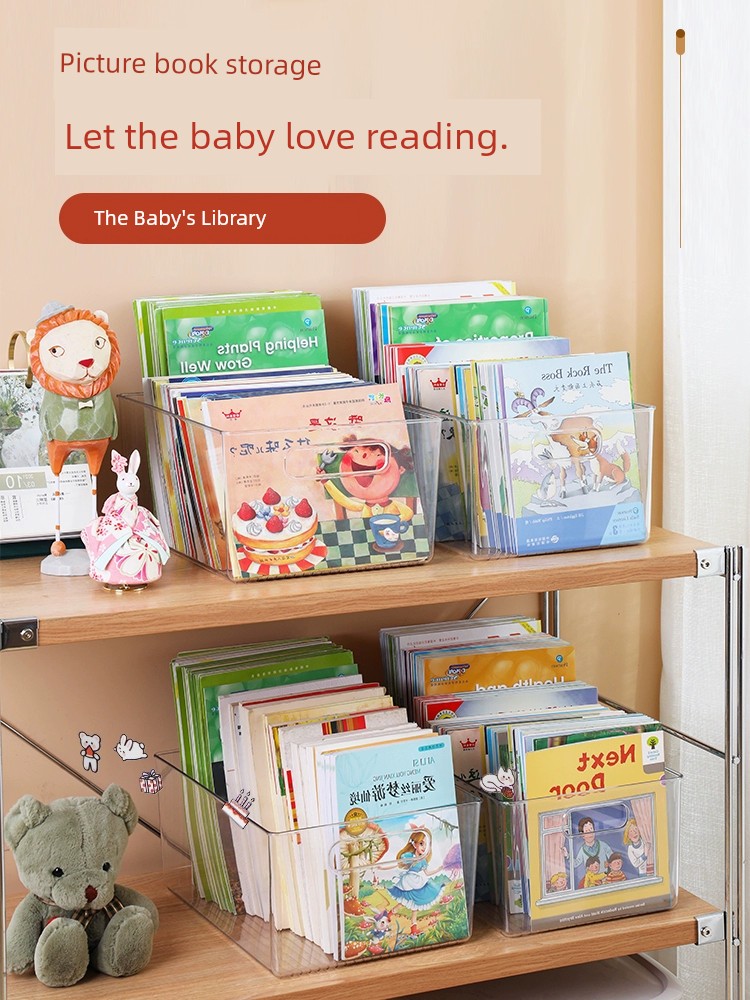 Transparent Book Storage Box Bookshelf Desktop Finishing Box Kids Oxford Tree/Raz Book Snack Toy Storage Box