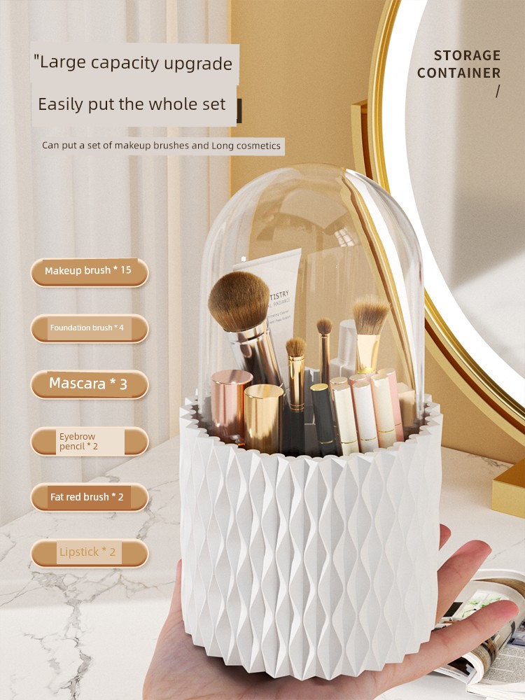 Rotate Makeup Brush Storage Tube Lipstick Eye Shadow Cosmetics Storage Box Dustproof Powder Brush Dressing Table Storage Rack