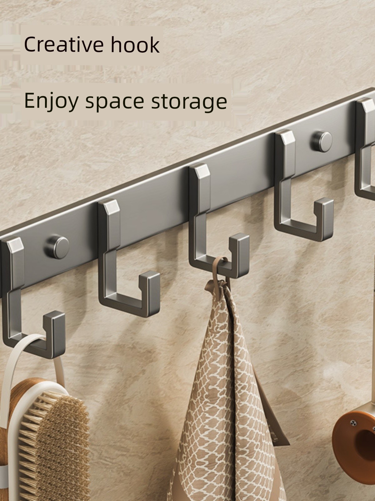 Toilet Towel Rack Punch-Free Space Aluminum Shelf Wall-Mounted Toilet Shower Door Rear Bath Towel Towel Rod Hook