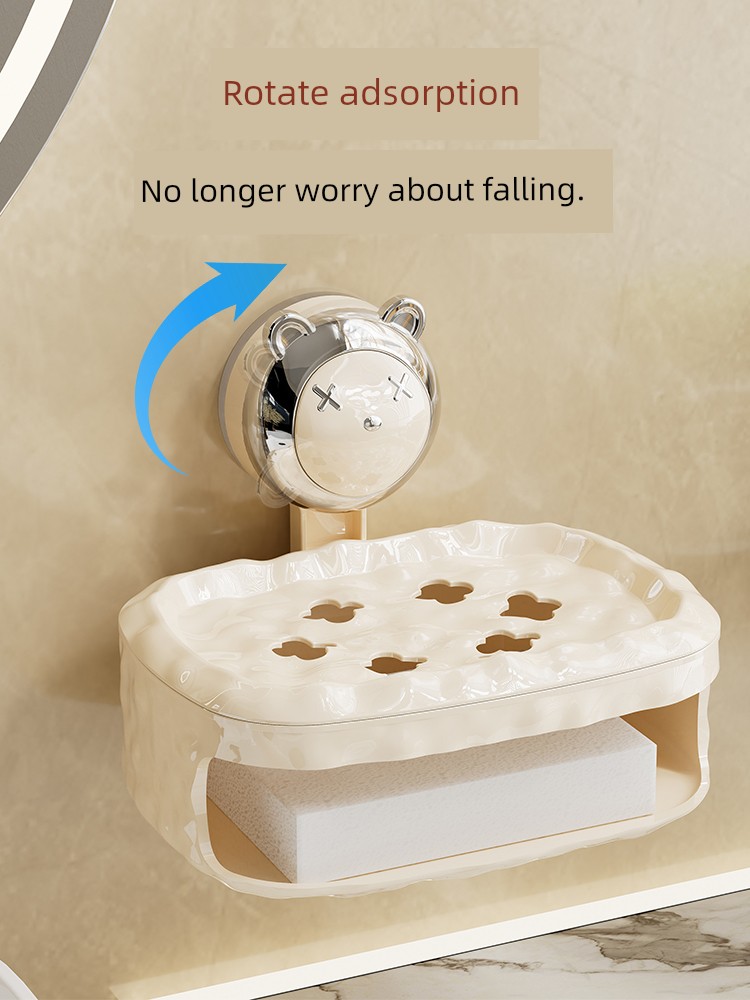 Starry Bear Sponge Soap Dish Accessible Luxury Suction Rack For Home Kitchen Bathroom Wall-Mounted Double-Layer Draining Rack