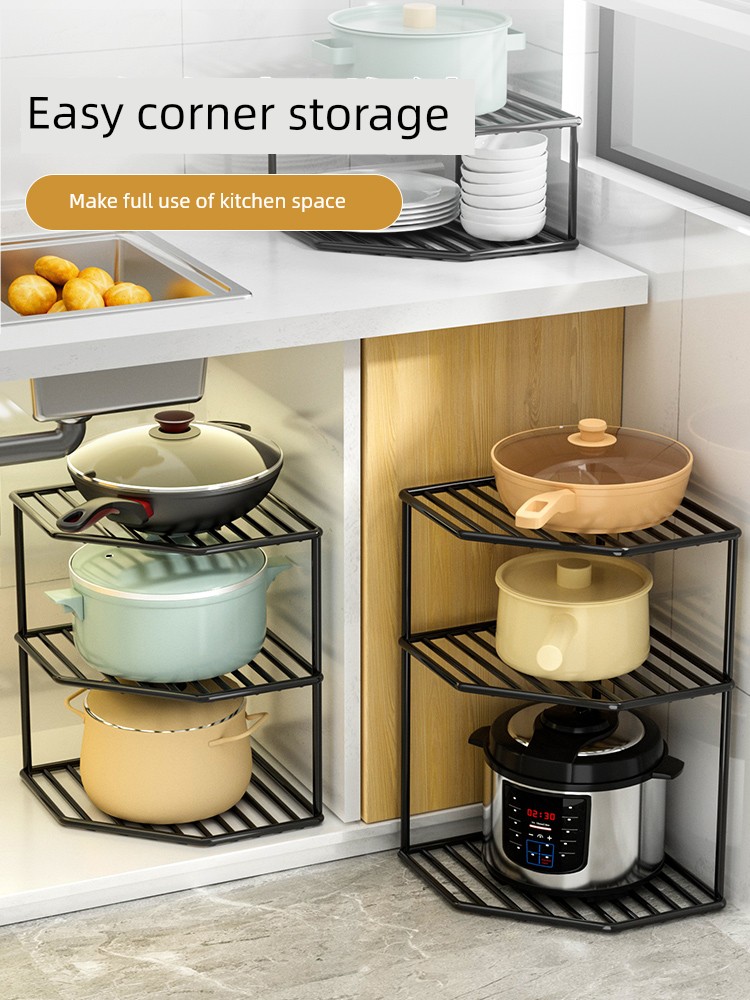 Kitchen Pot Rack Storage Rack Multi-Functional Tripod Sink Cabinet Layered Floor Standing Pot Storage Rack