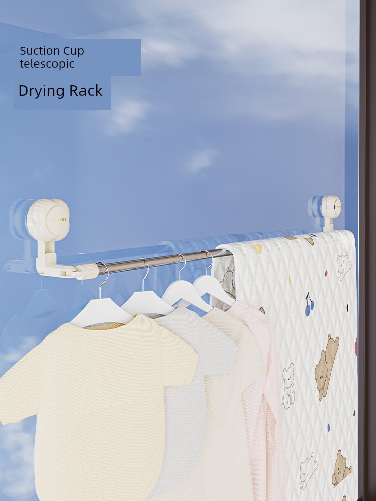Suction Cup Rotate Telescopic Drying Rack Clothing Rod For Home Clothes Fantastic Rack Indoor and Outdoor Hanging Drying Clothes Quilt Stand