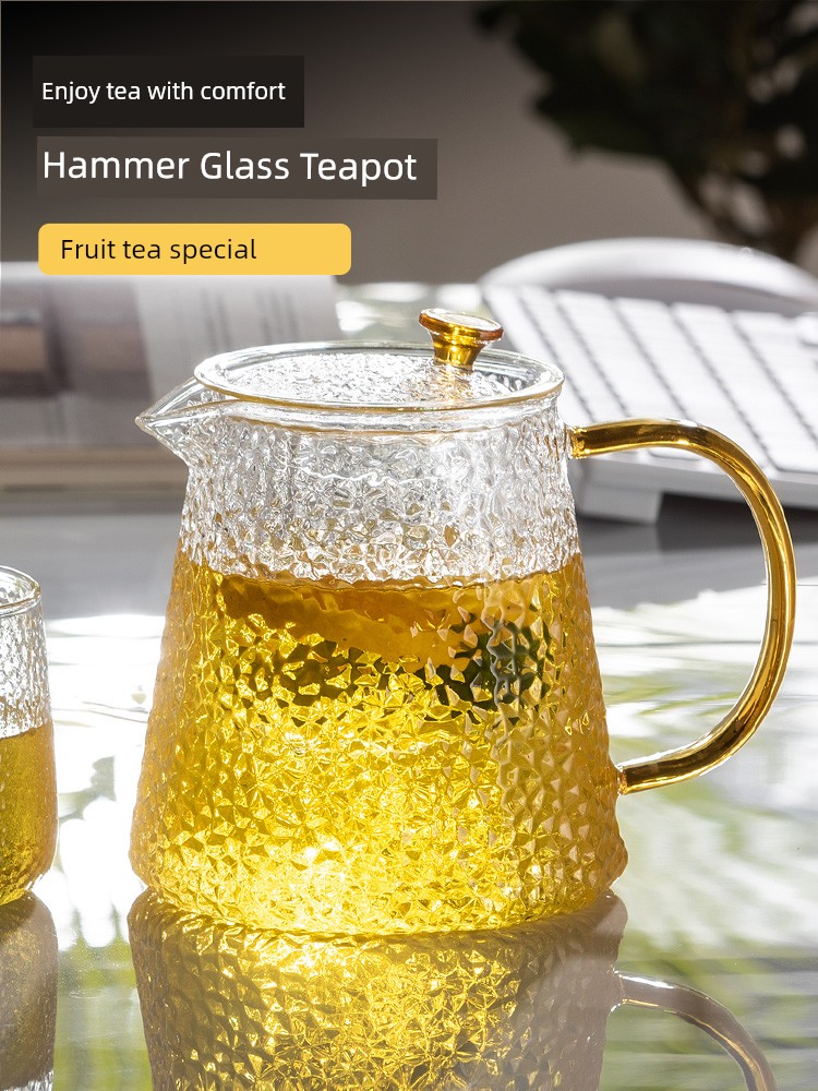 Teapot Hammered Pattern Glass For Home High Temperature Resistant Water Filtration Kettle Women's Exquisite Tea Set Tea Cup Thickened High Temperature Resistant Tea Cooker