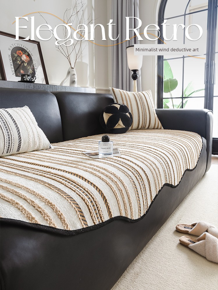 Non Slip Sofa Cushion All Year Round Neutral Shaped Sofa Cushion Anti-Scratching Cover Towel Chenille Sofa Towel Cloth Liner